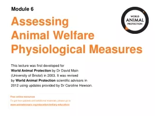 Assessing Animal Welfare Physiological Measures
