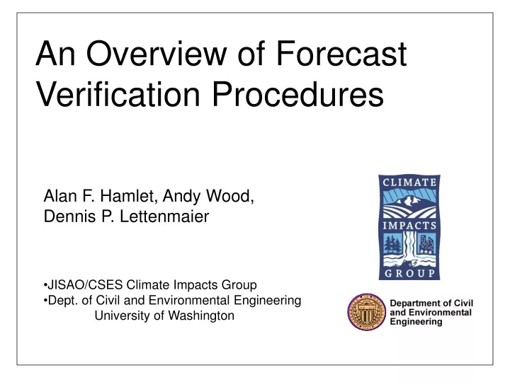 an overview of forecast verification procedures