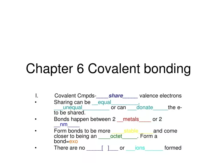 chapter 6 covalent bonding