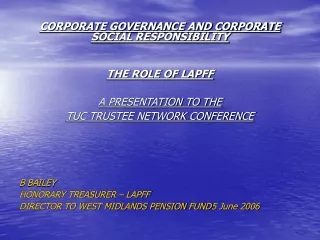 CORPORATE GOVERNANCE AND CORPORATE SOCIAL RESPONSIBILITY