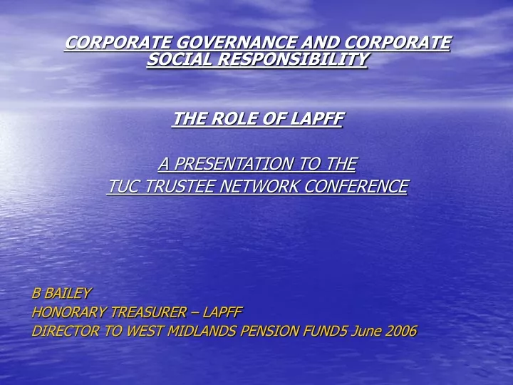 corporate governance and corporate social responsibility