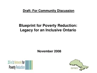 Blueprint for Poverty Reduction: Legacy for an Inclusive Ontario