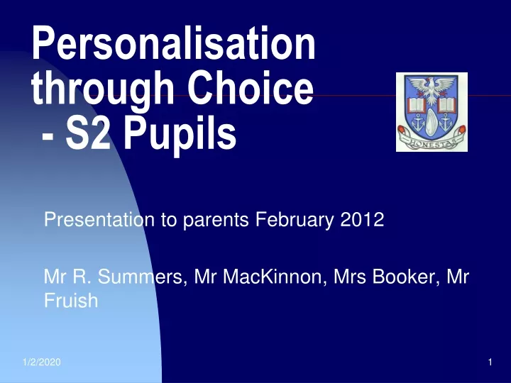 personalisation through choice s2 pupils
