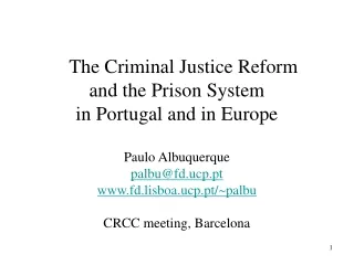 The Criminal Justice Reform  and the Prison System in Portugal and in Europe Paulo Albuquerque