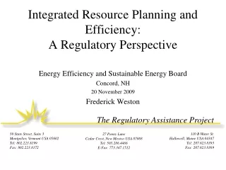 Integrated Resource Planning and Efficiency: A Regulatory Perspective