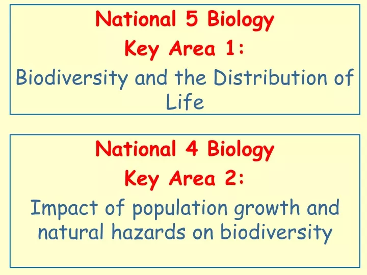 national 5 biology key area 1 biodiversity and the distribution of life