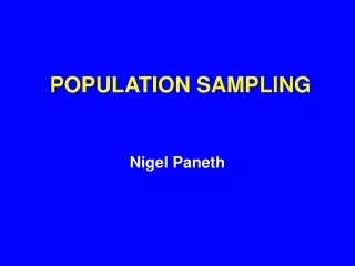 POPULATION SAMPLING