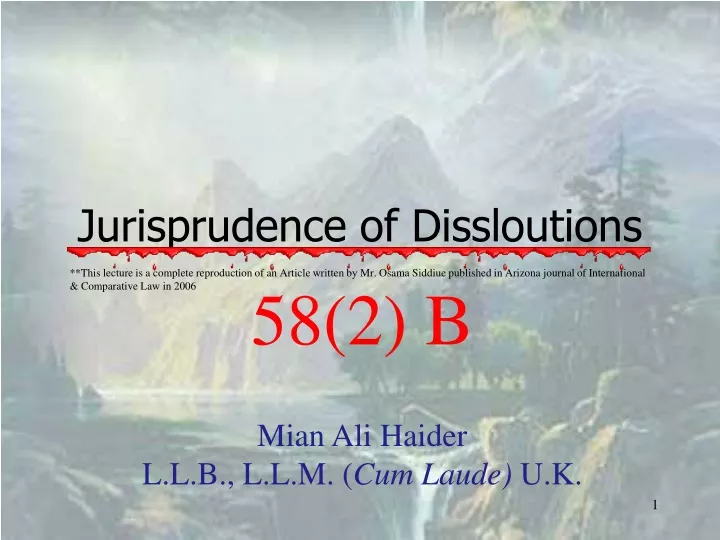 jurisprudence of dissloutions