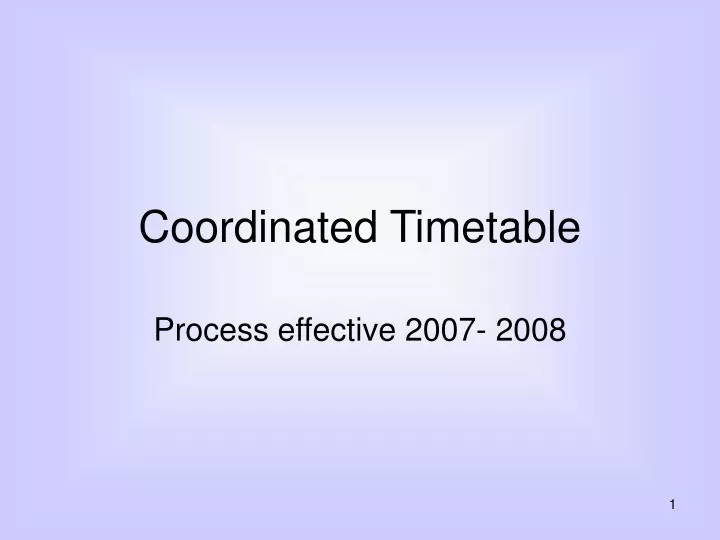 coordinated timetable