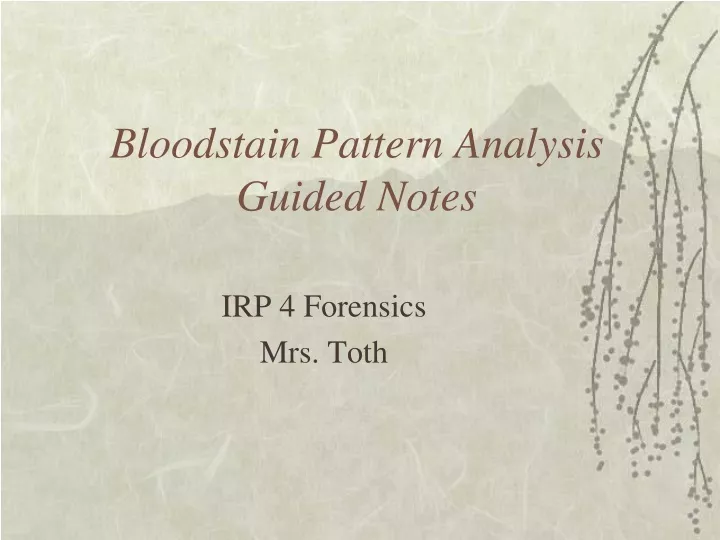 bloodstain pattern analysis guided notes