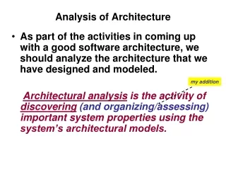 Analysis of Architecture