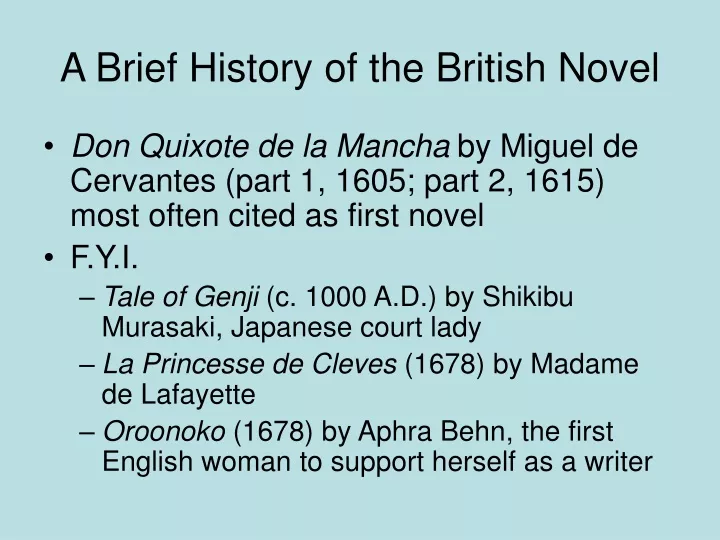 a brief history of the british novel