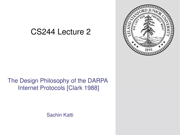 cs244 lecture 2