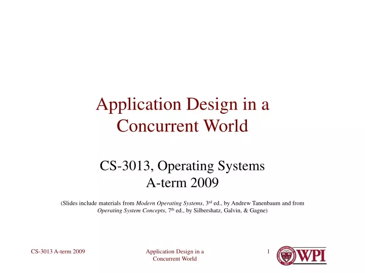 application design in a concurrent world