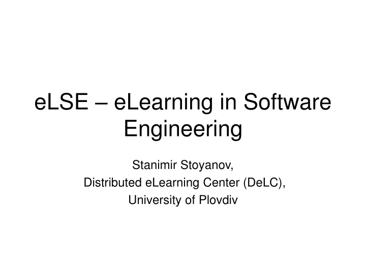 else elearning in software engineering