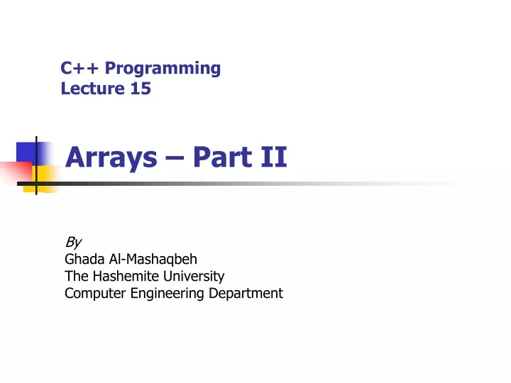 c programming lecture 15 arrays part ii