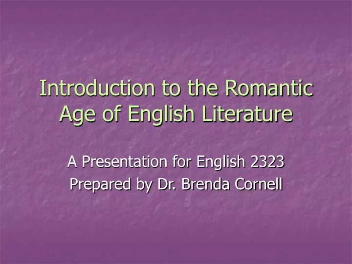 introduction to the romantic age of english literature
