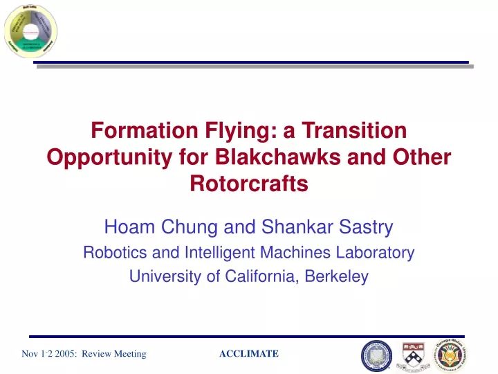 formation flying a transition opportunity for blakchawks and other rotorcrafts