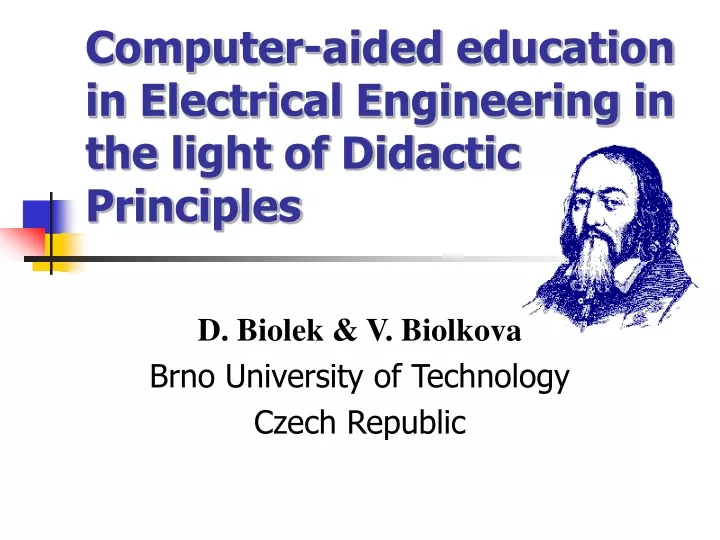 computer aided education in electrical engineering in the light of didactic principles