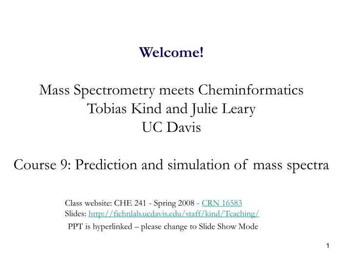 welcome mass spectrometry meets cheminformatics