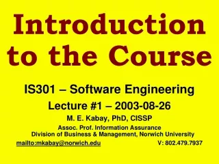 Introduction to the Course