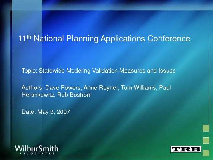 11 th national planning applications conference