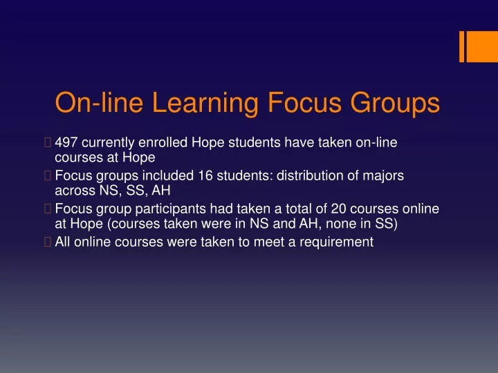 on line learning focus groups