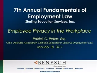 7th Annual Fundamentals of Employment Law Sterling Education Services, Inc.