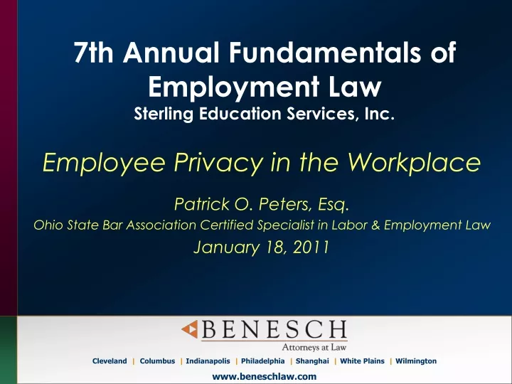7th annual fundamentals of employment law sterling education services inc