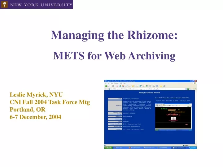 managing the rhizome mets for web archiving