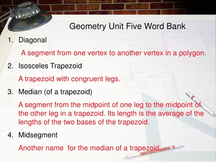 geometry unit five word bank diagonal a segment