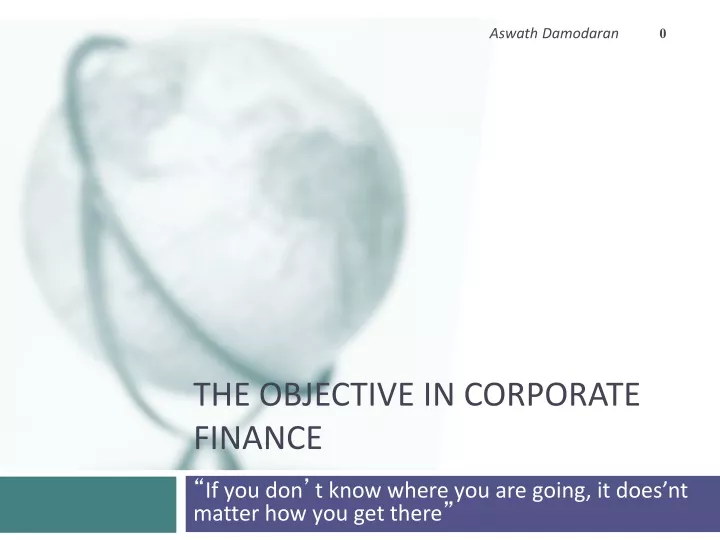 the objective in corporate finance