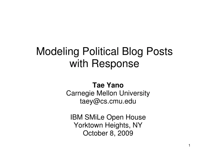 modeling political blog posts with response