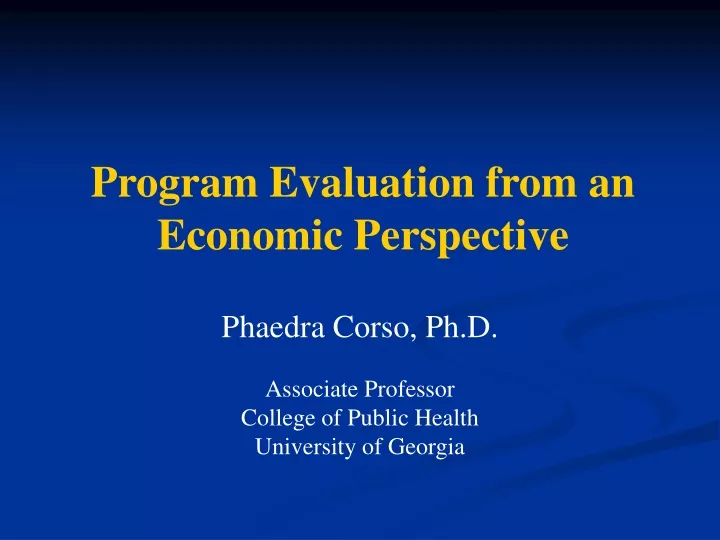 program evaluation from an economic perspective