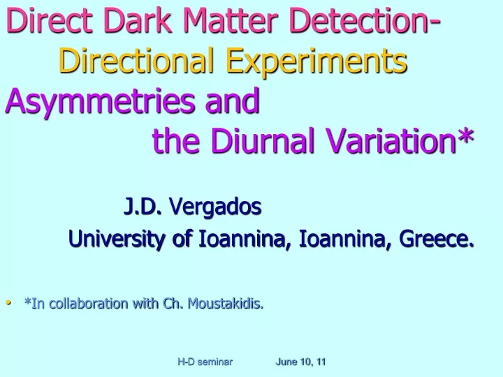 direct dark matter detection directional experiments asymmetries and the diurnal variation