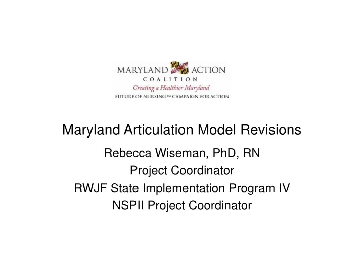 maryland articulation model revisions