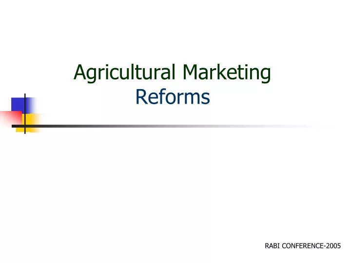 agricultural marketing reforms