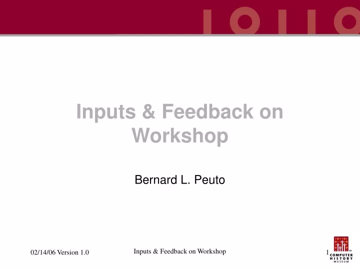 inputs feedback on workshop