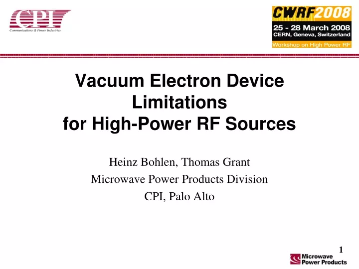 vacuum electron device limitations for high power rf sources