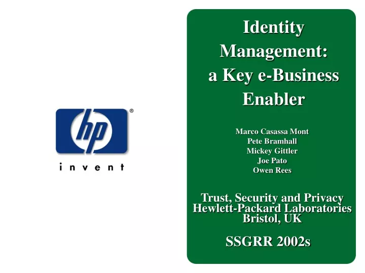 identity management a key e business enabler