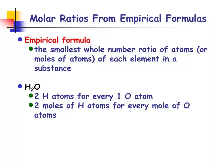 molar ratios from empirical formulas
