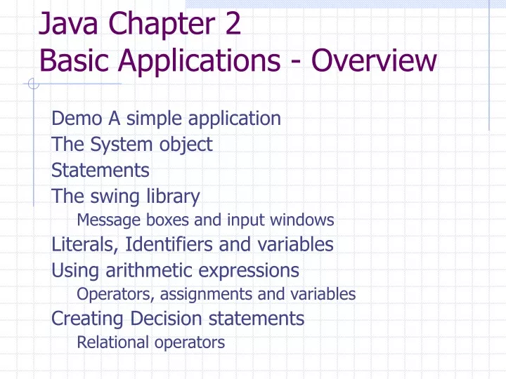 java chapter 2 basic applications overview