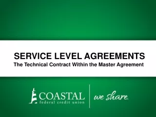 SERVICE LEVEL AGREEMENTS  The Technical Contract Within the  Master Agreement