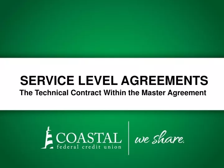 service level agreements the technical contract within the master agreement