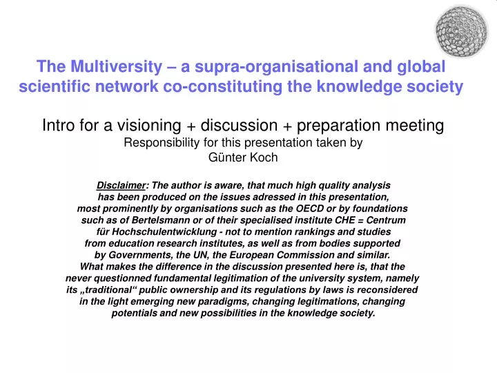 the multiversity a supra organisational