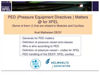 - Generals for PED matters - Definition of pressure vessel and classes