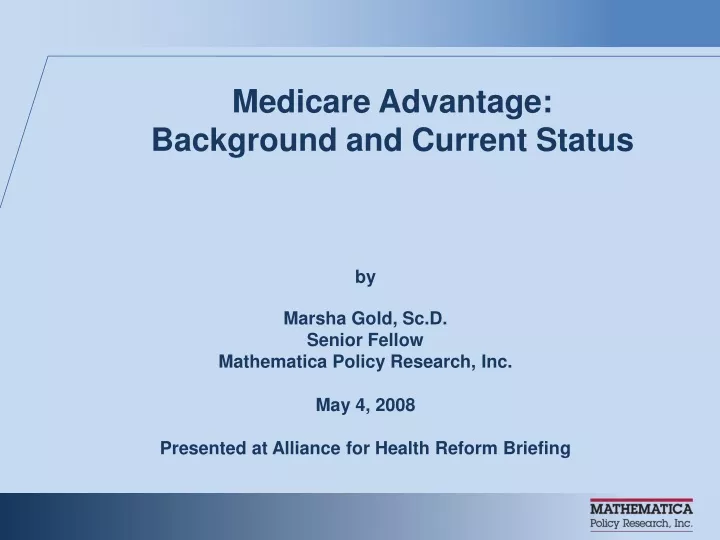medicare advantage background and current status