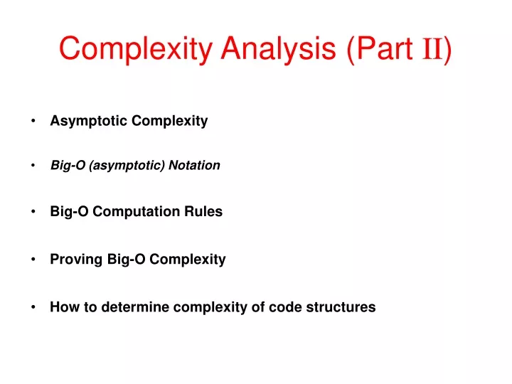 complexity analysis part ii