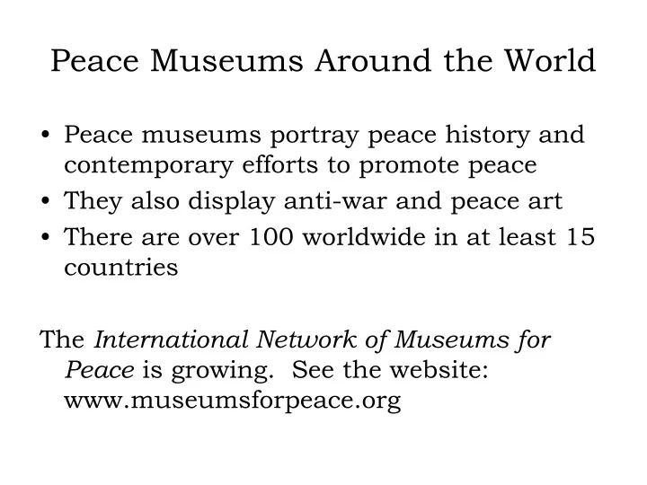 peace museums around the world