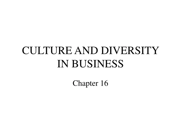 culture and diversity in business
